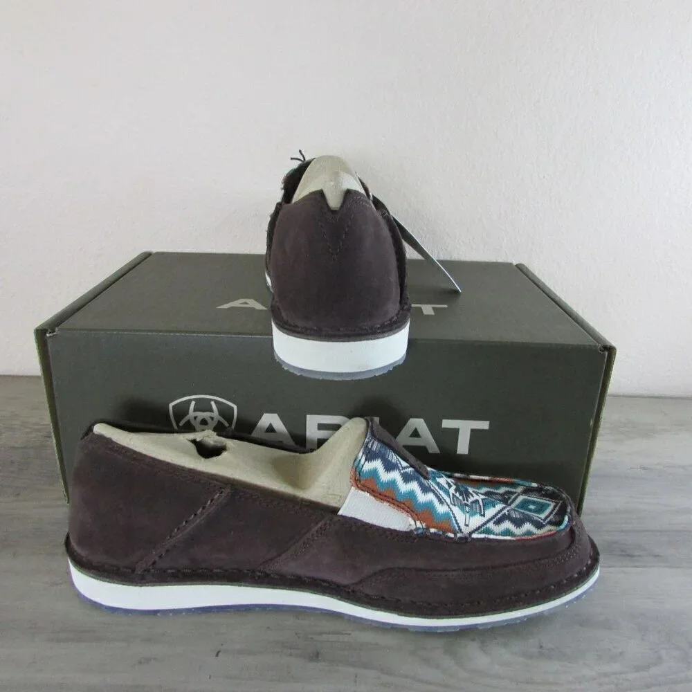 Ariat Women's Cruiser Chimayo Slip On Loafers Chocolate Suede/Rio Arriba Turquoi